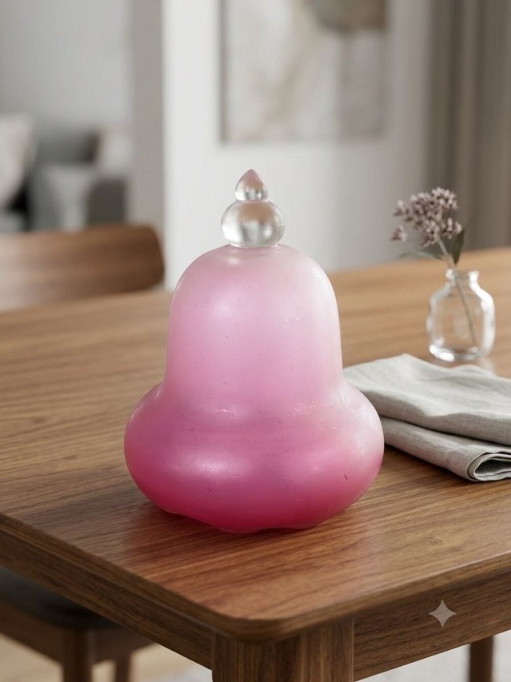 Rare Unpainted Fenton Burmese Glass Bell Satin Finish Pink Vintage Collectible
